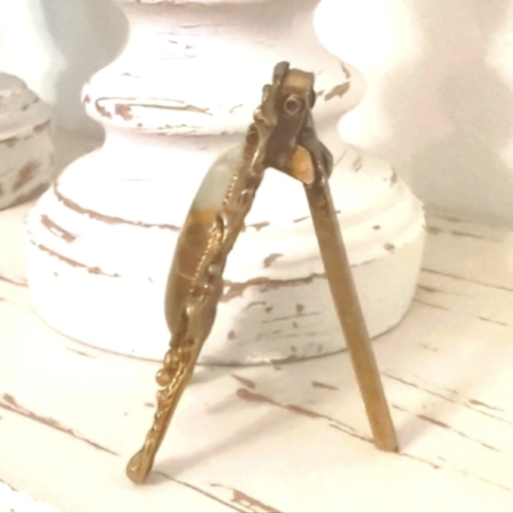 Antique Edwardian Landscape Agate Miniature Frame | Solid Brass Ormolu Easel - Picture 8 of 8